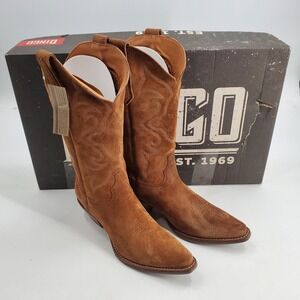 Dingo Out West Embroidered Snip Toe Cowboy Boots Size 8.5 Brown Leather DI920